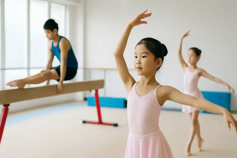 Students participating in the Crestar Young Talent Programme, showcasing their gymnastics and ballet skills at AGDA